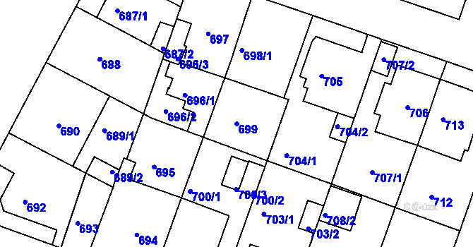 Parcela st. 699 v KÚ Božkov, Katastrální mapa