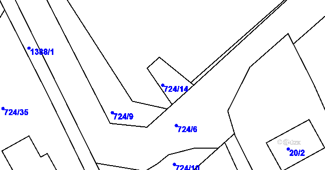 Parcela st. 724/14 v KÚ Božkov, Katastrální mapa