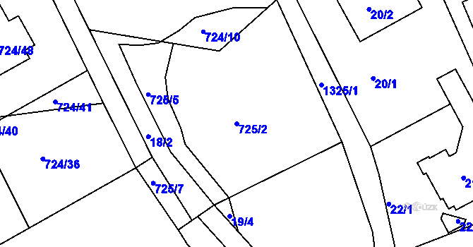 Parcela st. 725/2 v KÚ Božkov, Katastrální mapa