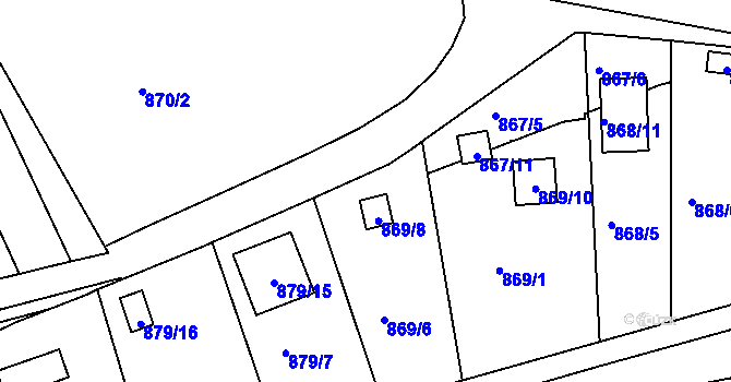 Parcela st. 867/8 v KÚ Božkov, Katastrální mapa