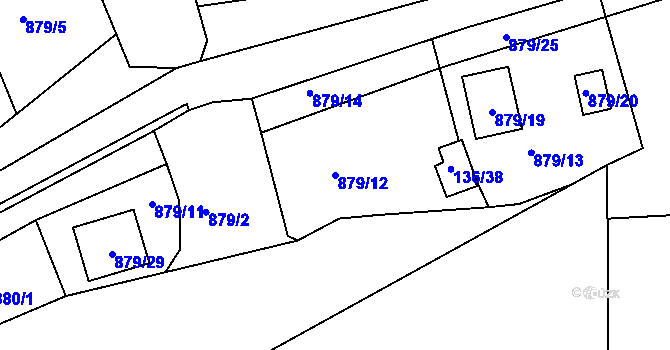 Parcela st. 879/12 v KÚ Božkov, Katastrální mapa