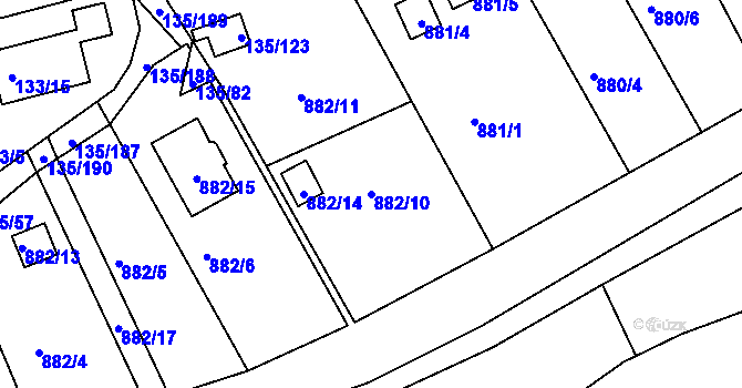 Parcela st. 882/10 v KÚ Božkov, Katastrální mapa