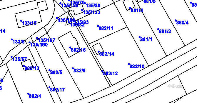 Parcela st. 882/14 v KÚ Božkov, Katastrální mapa