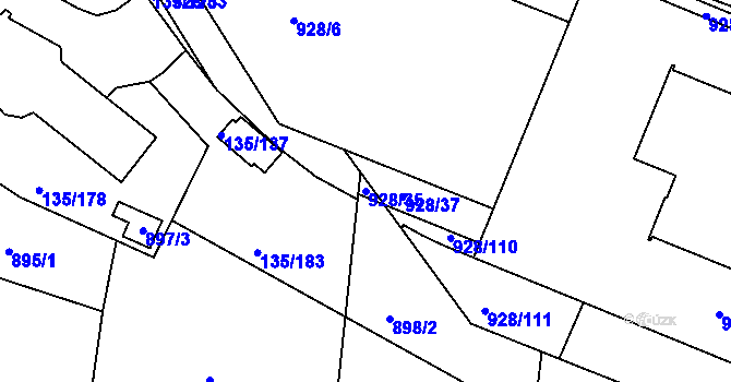 Parcela st. 928/35 v KÚ Božkov, Katastrální mapa