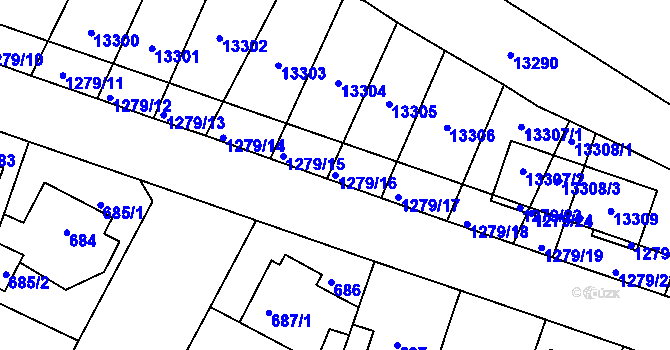 Parcela st. 1279/16 v KÚ Božkov, Katastrální mapa