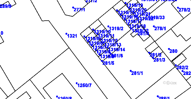 Parcela st. 1319/8 v KÚ Božkov, Katastrální mapa