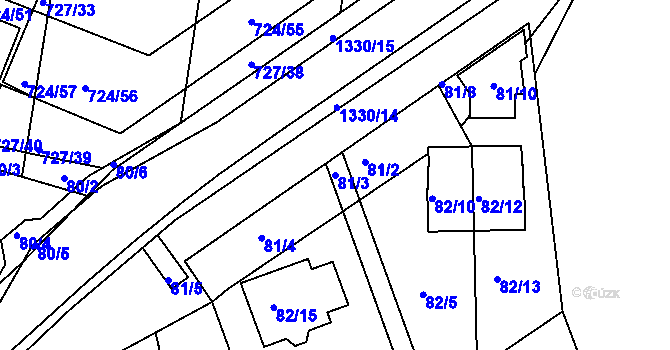 Parcela st. 81/3 v KÚ Božkov, Katastrální mapa