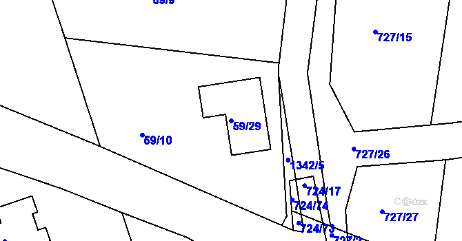 Parcela st. 59/29 v KÚ Božkov, Katastrální mapa