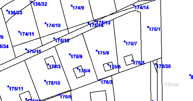 Parcela st. 175/8 v KÚ Božkov, Katastrální mapa