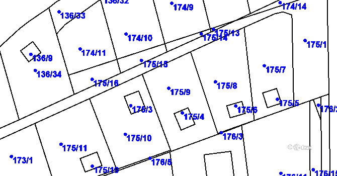 Parcela st. 175/9 v KÚ Božkov, Katastrální mapa