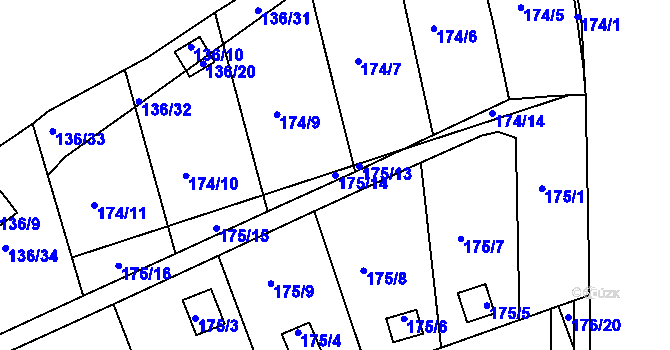 Parcela st. 175/14 v KÚ Božkov, Katastrální mapa