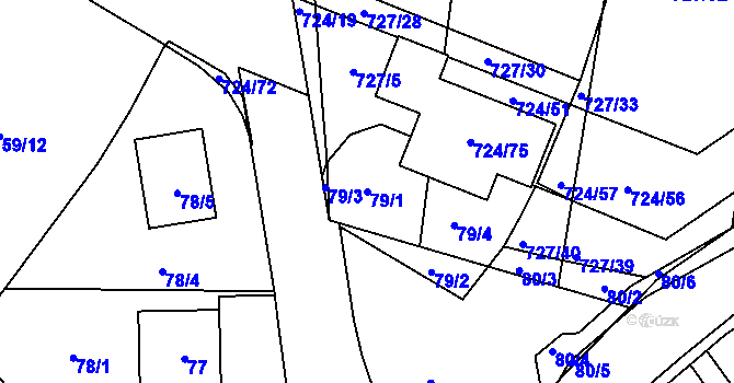 Parcela st. 79/1 v KÚ Božkov, Katastrální mapa
