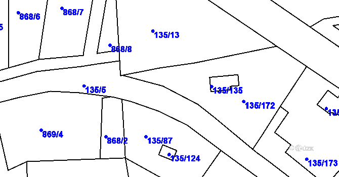 Parcela st. 135/126 v KÚ Božkov, Katastrální mapa