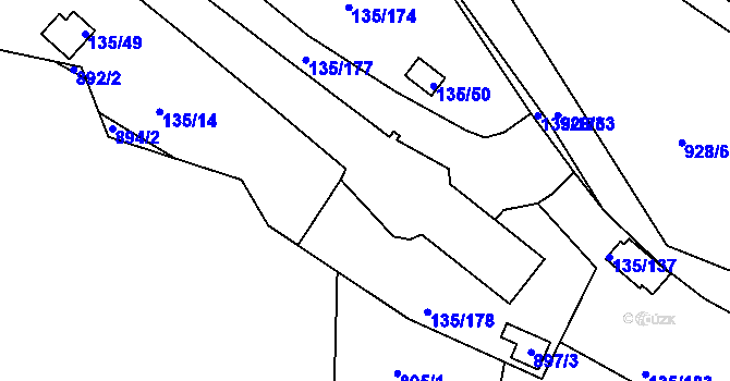 Parcela st. 135/131 v KÚ Božkov, Katastrální mapa