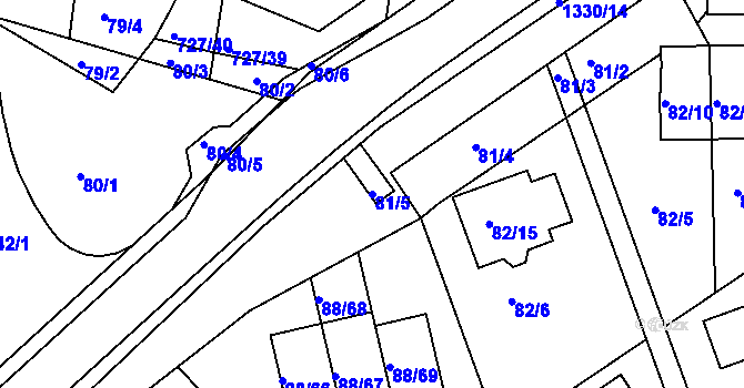 Parcela st. 81/5 v KÚ Božkov, Katastrální mapa