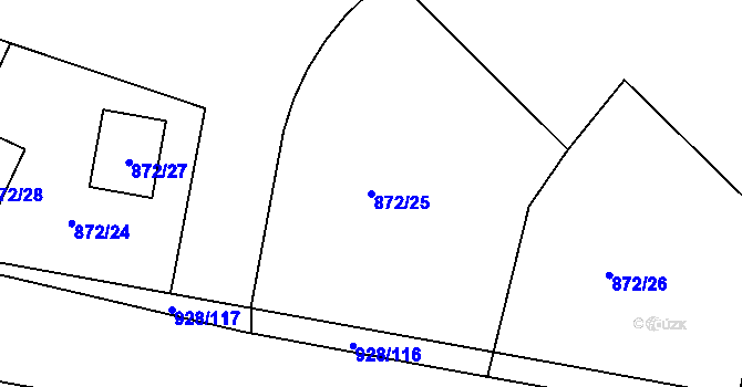 Parcela st. 872/25 v KÚ Božkov, Katastrální mapa