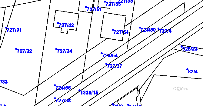Parcela st. 724/54 v KÚ Božkov, Katastrální mapa