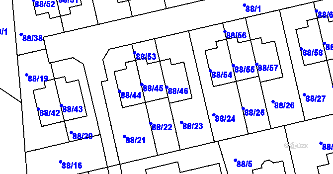 Parcela st. 88/46 v KÚ Božkov, Katastrální mapa