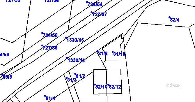 Parcela st. 81/8 v KÚ Božkov, Katastrální mapa