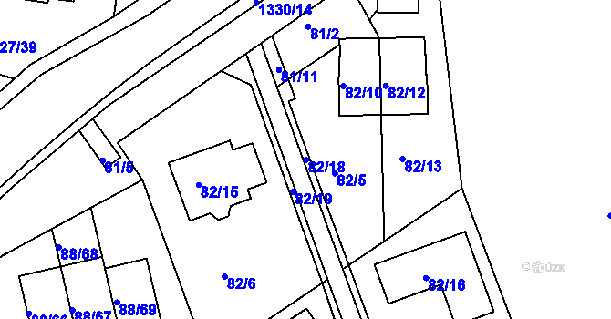 Parcela st. 82/18 v KÚ Božkov, Katastrální mapa