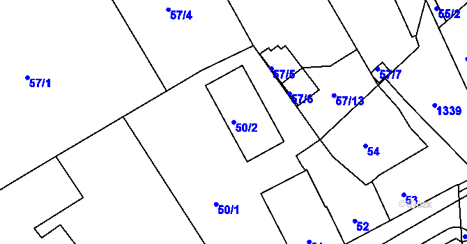 Parcela st. 50/2 v KÚ Božkov, Katastrální mapa