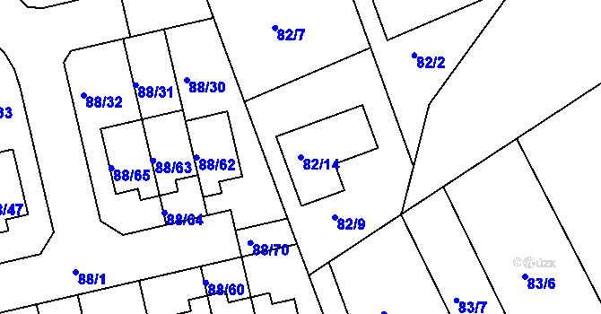 Parcela st. 82/14 v KÚ Božkov, Katastrální mapa