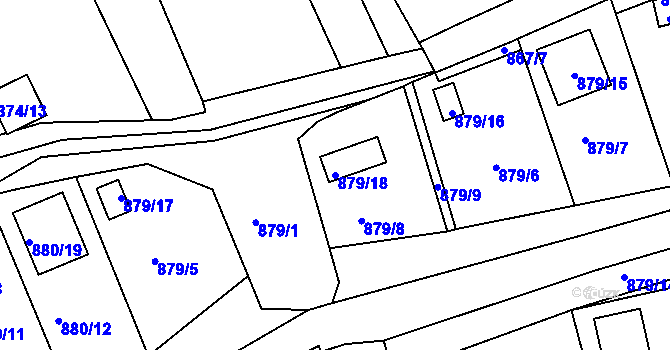 Parcela st. 879/18 v KÚ Božkov, Katastrální mapa