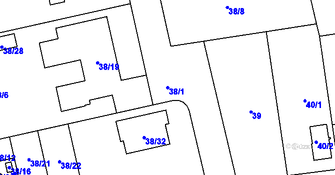 Parcela st. 38/1 v KÚ Hradiště u Plzně, Katastrální mapa