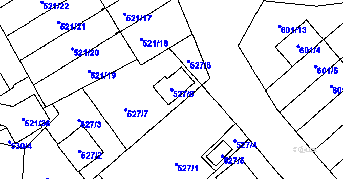 Parcela st. 527/8 v KÚ Hradiště u Plzně, Katastrální mapa