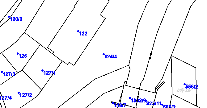 Parcela st. 124/4 v KÚ Hradiště u Plzně, Katastrální mapa