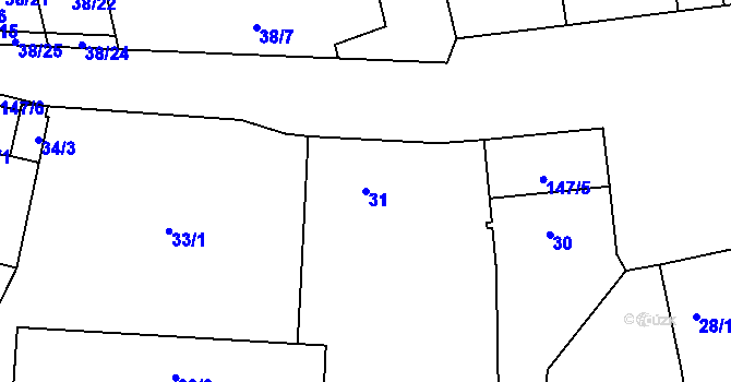 Parcela st. 31 v KÚ Hradiště u Plzně, Katastrální mapa