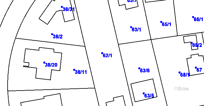 Parcela st. 62/1 v KÚ Hradiště u Plzně, Katastrální mapa