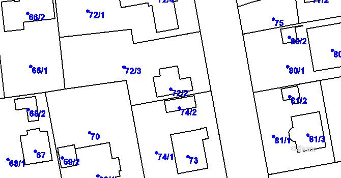 Parcela st. 72/2 v KÚ Hradiště u Plzně, Katastrální mapa