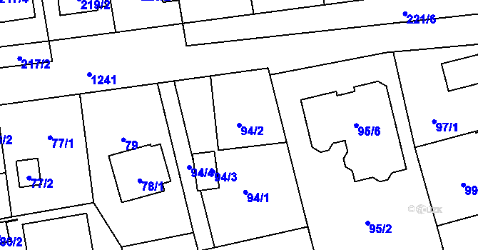 Parcela st. 94/2 v KÚ Hradiště u Plzně, Katastrální mapa
