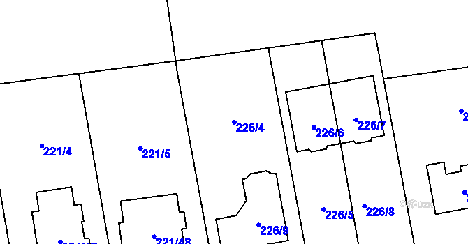 Parcela st. 226/4 v KÚ Hradiště u Plzně, Katastrální mapa