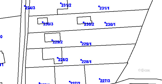 Parcela st. 229/1 v KÚ Hradiště u Plzně, Katastrální mapa
