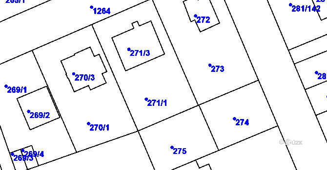 Parcela st. 271/2 v KÚ Hradiště u Plzně, Katastrální mapa