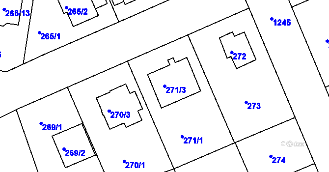 Parcela st. 271/3 v KÚ Hradiště u Plzně, Katastrální mapa
