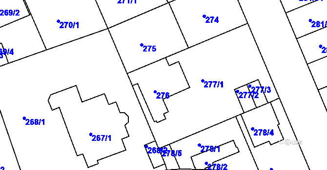 Parcela st. 276 v KÚ Hradiště u Plzně, Katastrální mapa
