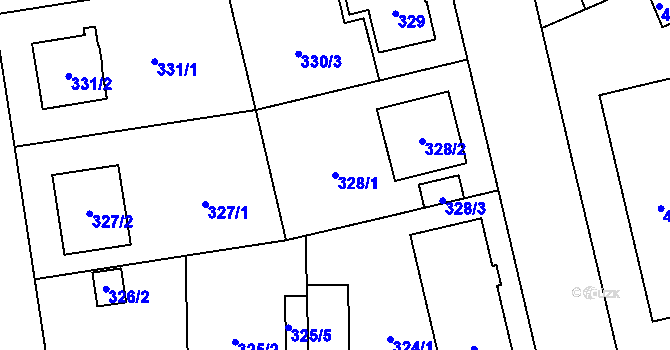 Parcela st. 328/1 v KÚ Hradiště u Plzně, Katastrální mapa
