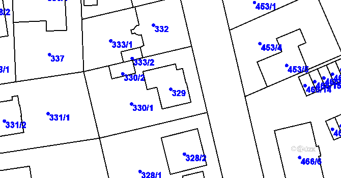 Parcela st. 329 v KÚ Hradiště u Plzně, Katastrální mapa
