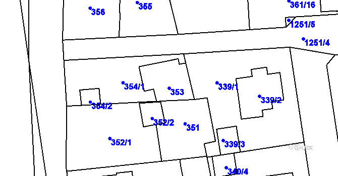 Parcela st. 353 v KÚ Hradiště u Plzně, Katastrální mapa