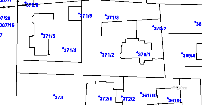 Parcela st. 371/2 v KÚ Hradiště u Plzně, Katastrální mapa