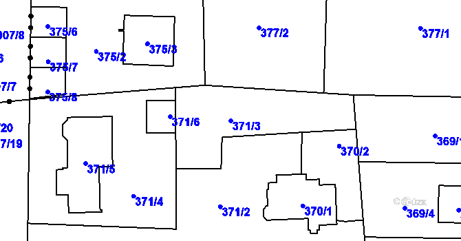 Parcela st. 371/3 v KÚ Hradiště u Plzně, Katastrální mapa