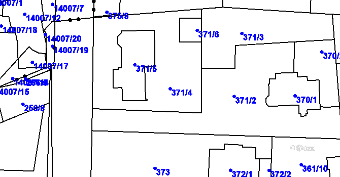 Parcela st. 371/4 v KÚ Hradiště u Plzně, Katastrální mapa