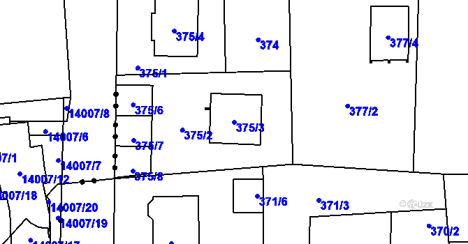 Parcela st. 375/3 v KÚ Hradiště u Plzně, Katastrální mapa