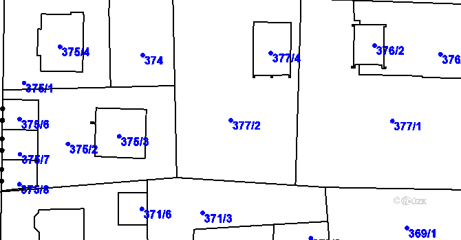 Parcela st. 377/2 v KÚ Hradiště u Plzně, Katastrální mapa