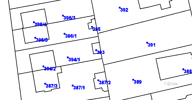 Parcela st. 393 v KÚ Hradiště u Plzně, Katastrální mapa