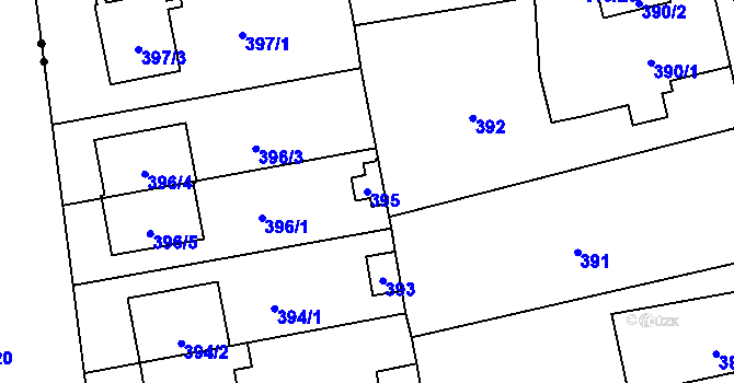 Parcela st. 395 v KÚ Hradiště u Plzně, Katastrální mapa