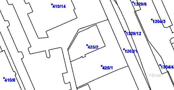 Parcela st. 425/2 v KÚ Hradiště u Plzně, Katastrální mapa